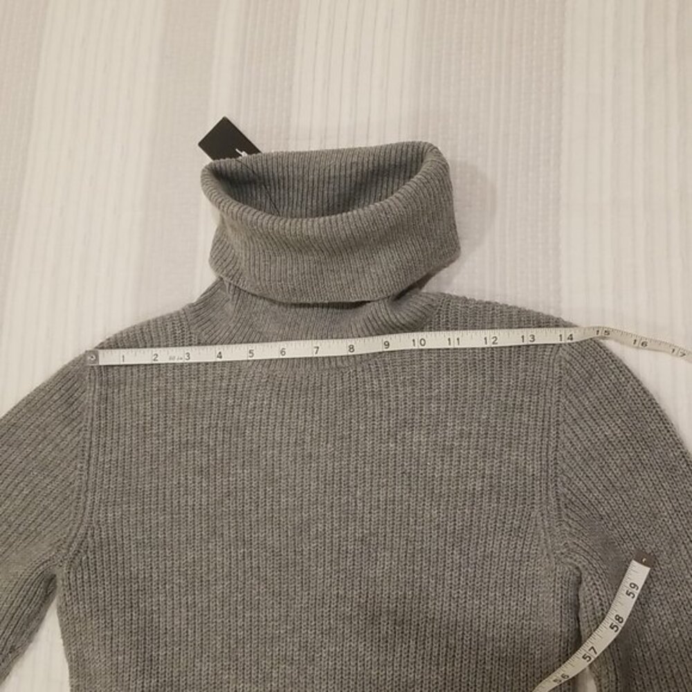 NWT Lulus Snuggled Up Light Grey Knit Turtleneck Midi Sweater Dress, XS - Picture 7 of 16